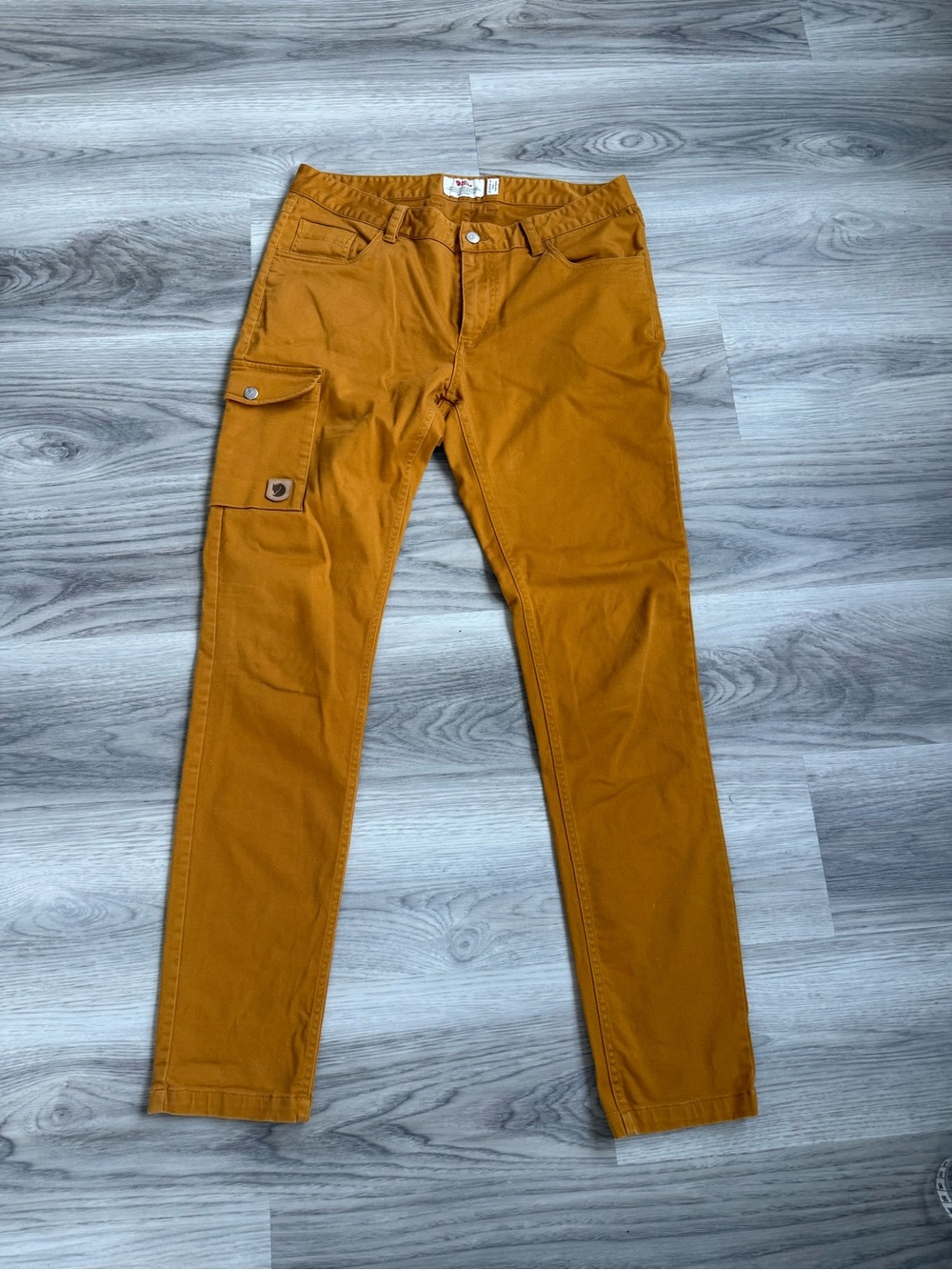Fjallraven Ochre Slim Cargo Pants with Side Flap Pocket
